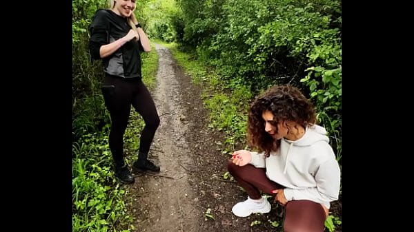 lady ana pisses in front of rebel rhyder in the woodspeeing