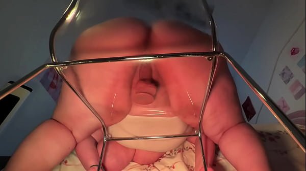 BBW Hooters Creamy Pussy Slut Rides Dildo On Clear Chair